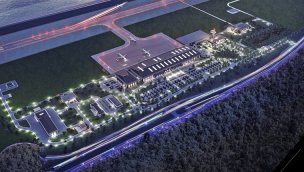 Rize-Artvin Havalimanı inşaatında taş dolgu tamamlandı