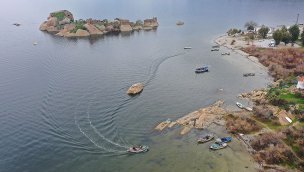 Su seviyesi yükselen Bafa Gölü eski manzarasına kavuştu
