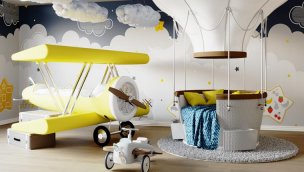 Uçmayı seven çocuklar için ideal çocuk odası!