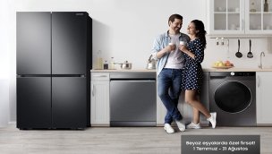 Samsung beyaz eşyalarda üçlü alım yapanlara küçük ev aletleri seti hediye!