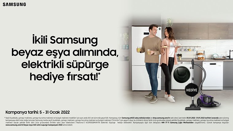 Samsung'dan ikili beyaz eşya alanlara elektrikli süpürge hediye!