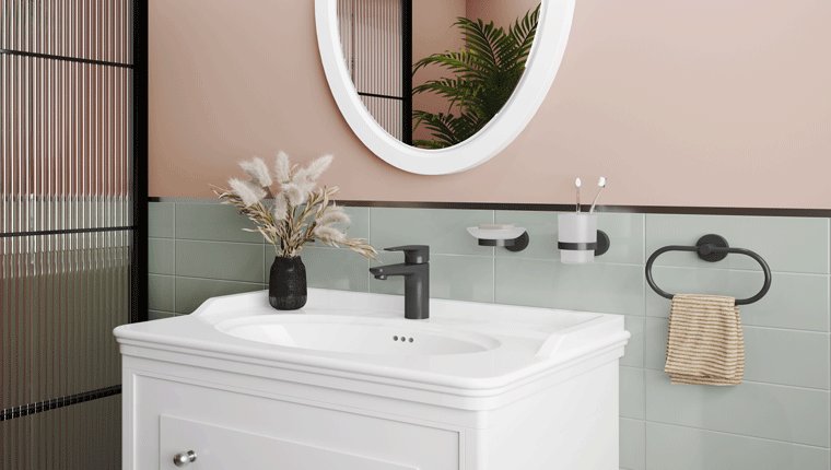 Bütünsel banyo deneyimi için tercih Kale D100 mat siyah serisi!