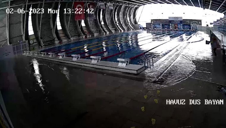 Olimpik havuz deprem anı kameralara yansıdı!