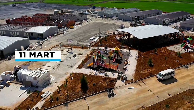 Nurdağı'ndaki geçici barınma merkezinin inşaatı gün gün kayıt altına alındı