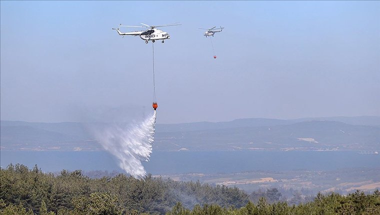Çanakkale'de orman yangınına müdahale sürüyor!