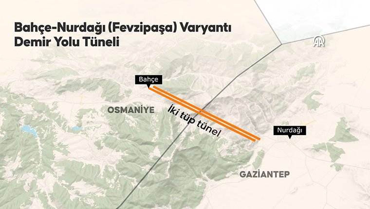 9 buçuk kilometrelik Bahçe-Nurdağı Varyantı Demir Yolu Tüneli ulaşım süresini kısaltacak