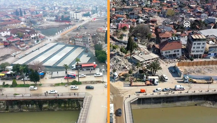 Hatay'ın simge noktaları deprem sonrası aynı noktalardan görüntülendi!