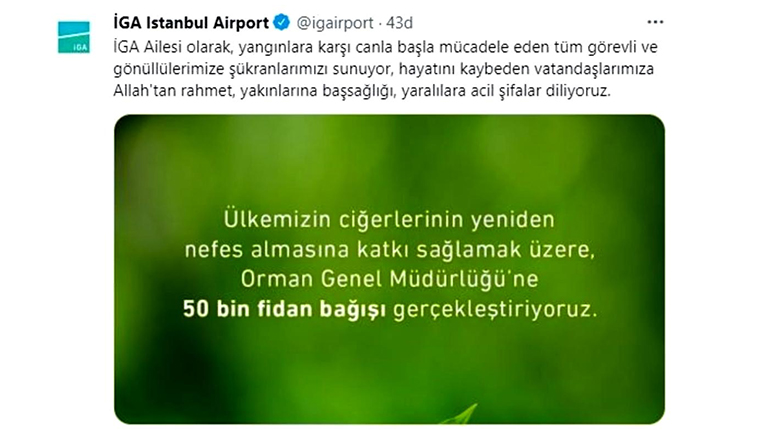 İGA'dan Orman Genel Müdürlüğü'ne 50 bin fidan bağışı