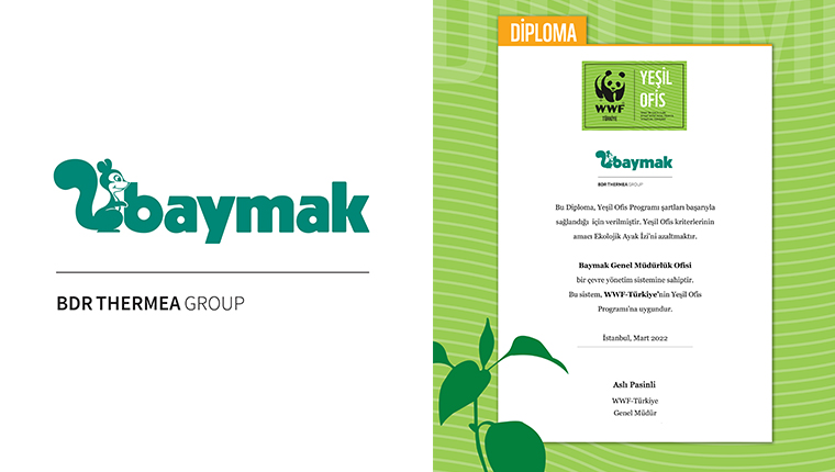 Baymak, “Yeşil Ofis Diploması”nı almaya hak kazandı