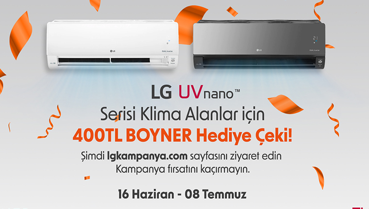 LG'den klima alanlara Boyner’den 400 TL’lik alışveriş çeki hediye!
