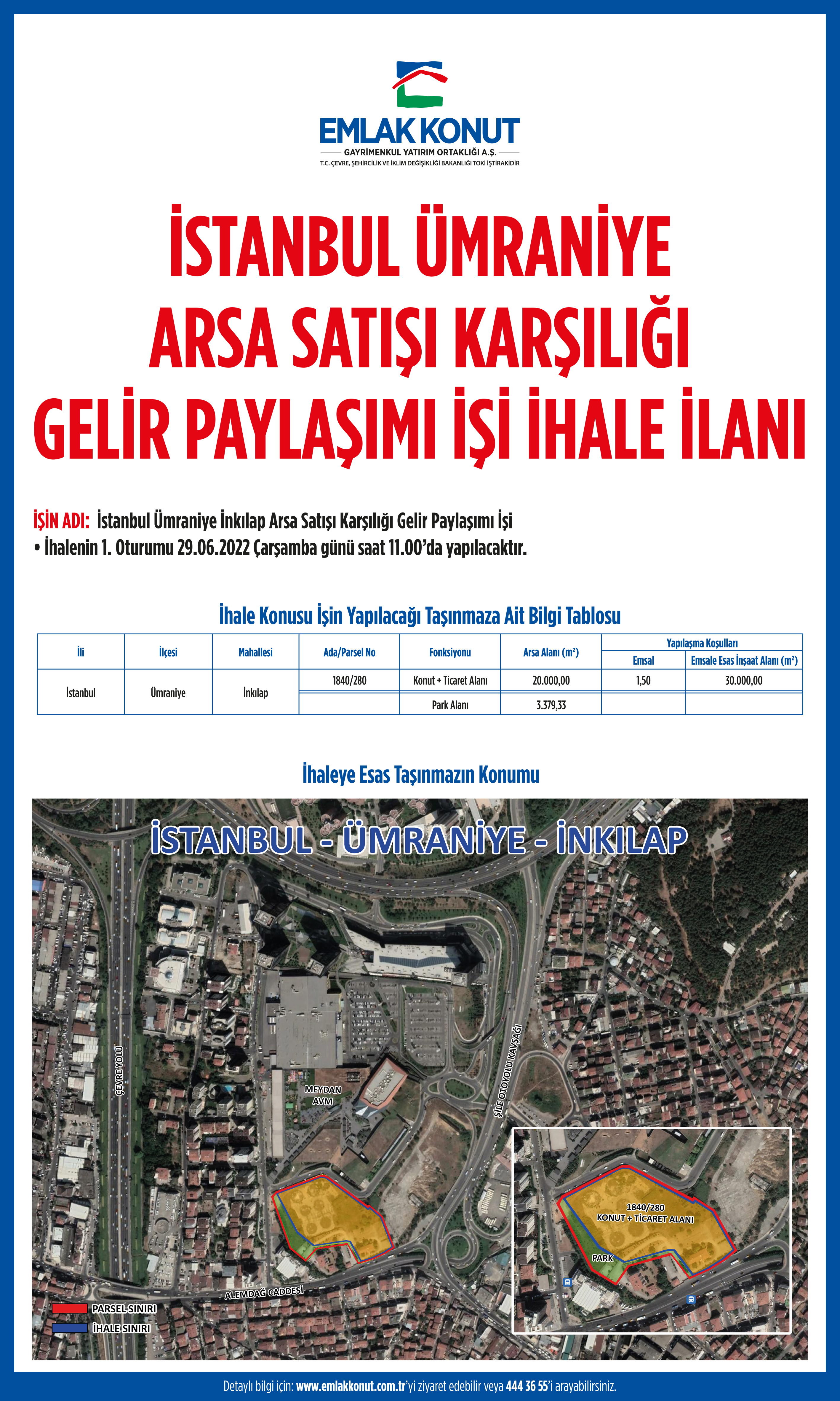 emlak konut ümraniye inkılap ihalesi ne zaman kim kazandı