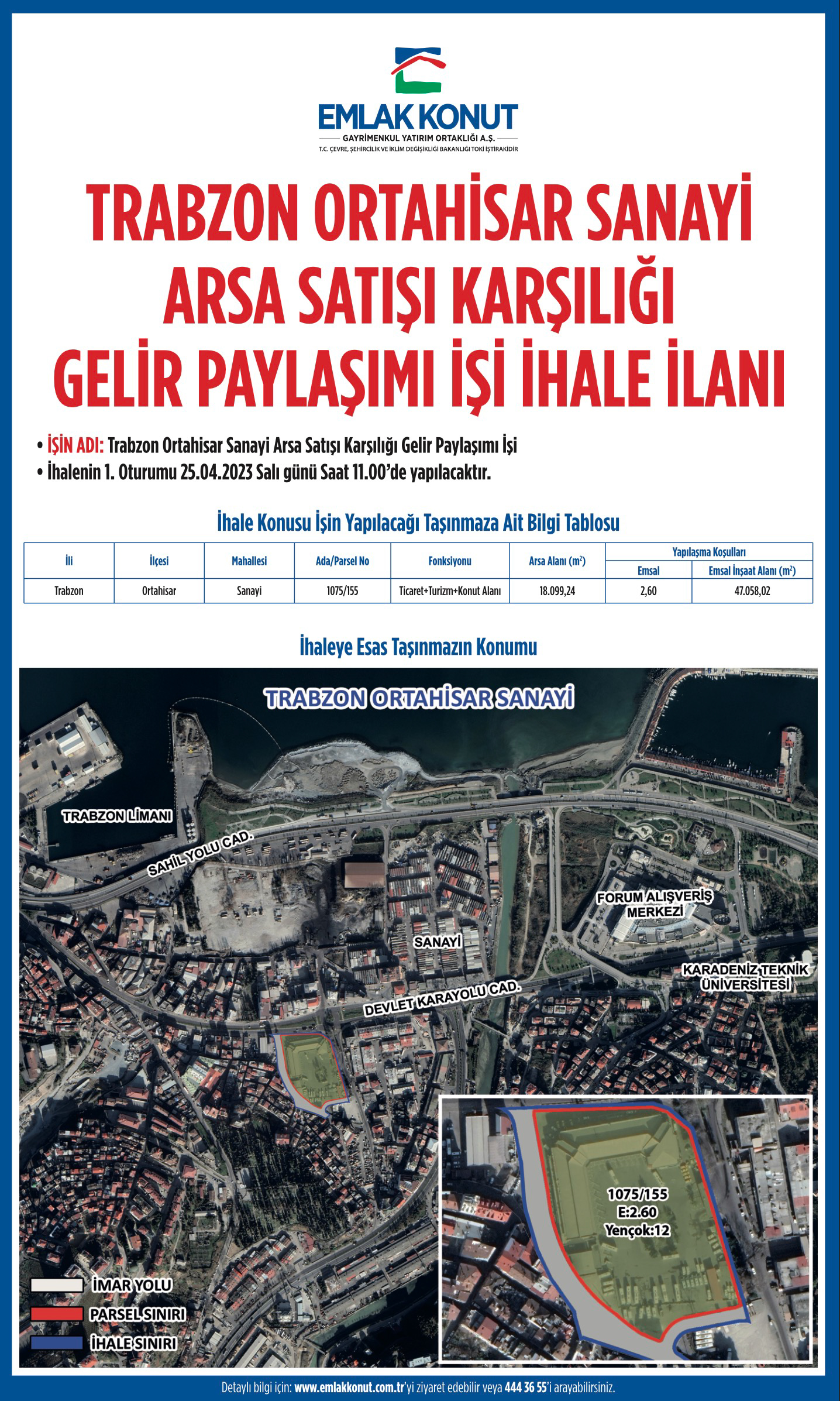 emlak konut trabzon ortahisar arsa ihalesi
