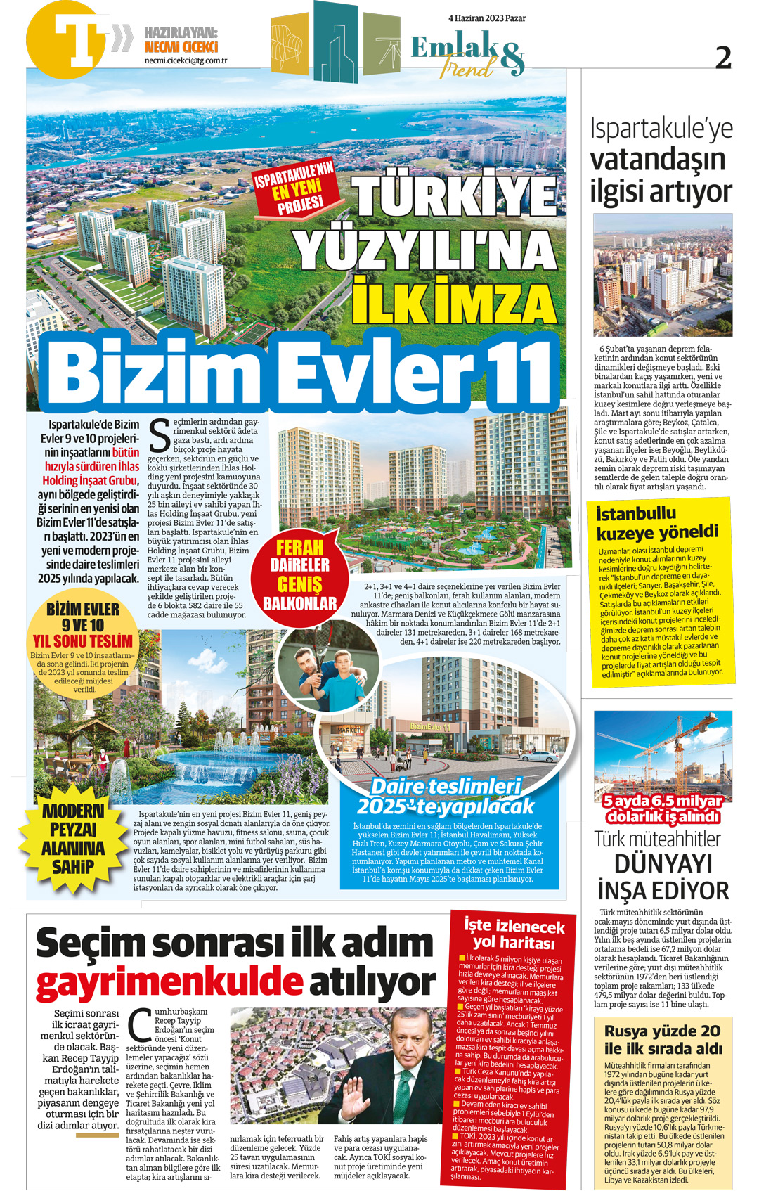 necmi çiçekçi türkiye gazetesi emlak trend sayfası