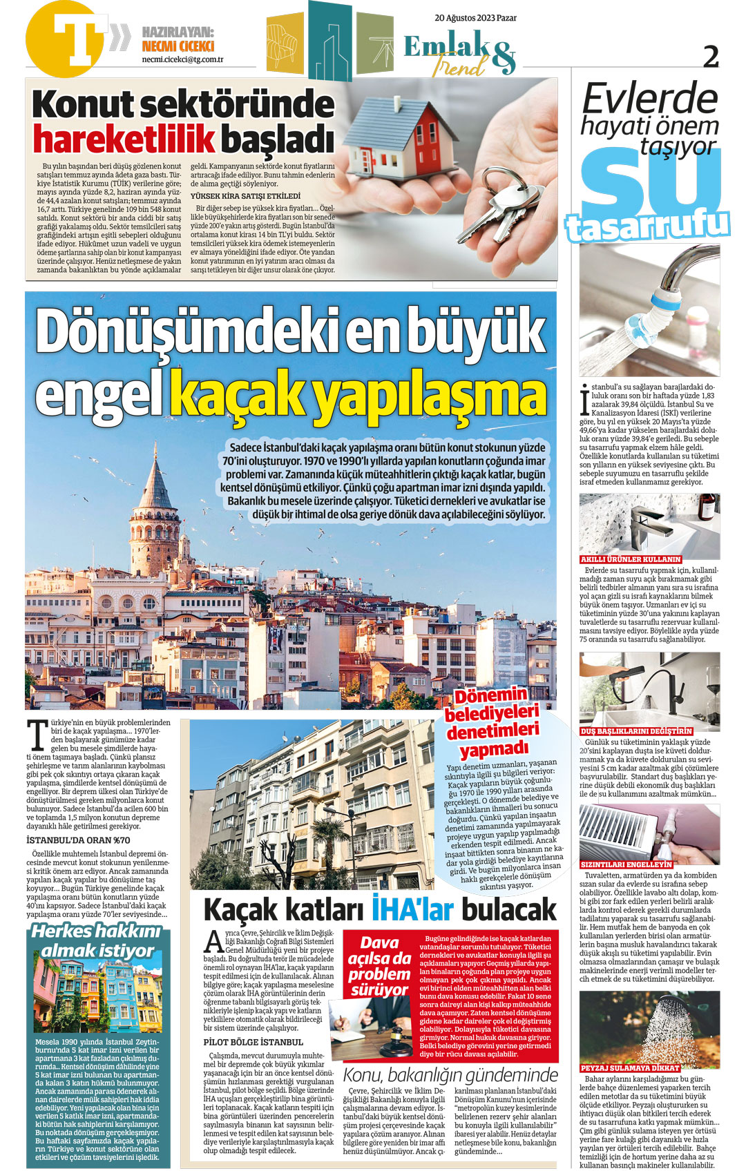 necmi çiçekçi türkiye gazetesi emlak trend sayfası