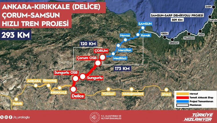 Ankara-Samsun arası 2,5 saate düşecek